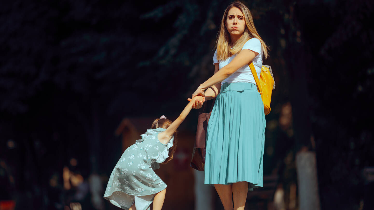 child having a tantrum with mom in public