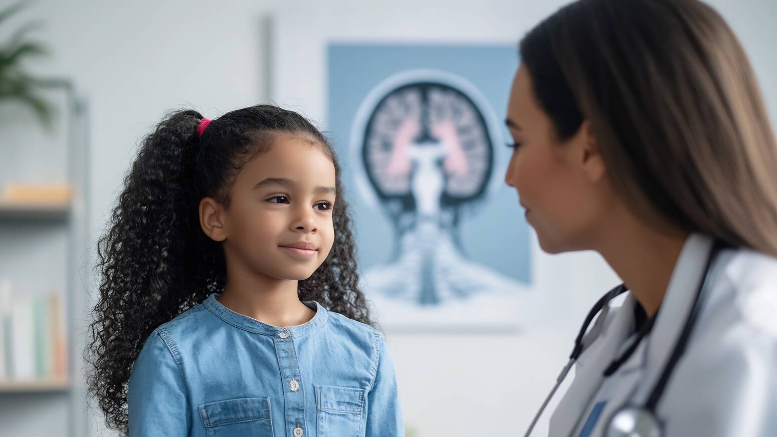 young girl speaking with female doctor