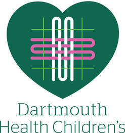 Dartmouth Health Children's license plate decal image: a green heart with the Dartmouth Health Children's logo inside it and the name below it