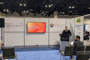 A pediatric resident presenting at a conference