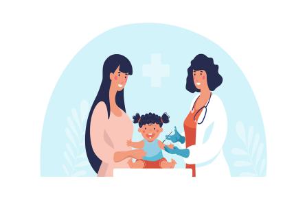 Child receiving a vaccine from doctor