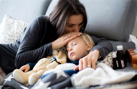 Mother with sick child