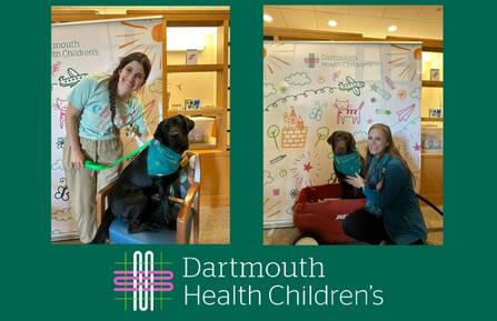 From left, Maverick and handler Torie Miele, and Winnie and handler Sonya Charles.