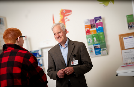 Pediatrician Stephen H. Chapman, MD, in conversation at his office at Dartmouth Health Children’s