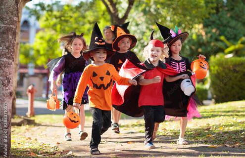 Children walking on Halloween