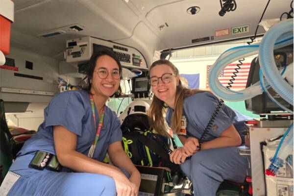 Pediatric residents in an ambulance